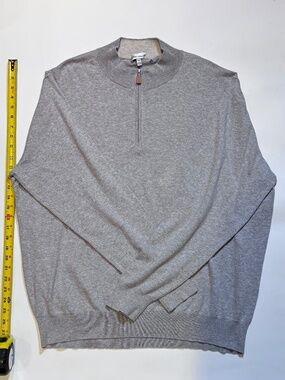 Peter Millar Men's Grey Quarter-Zip Sweater Size XL